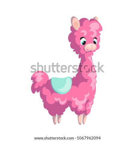 Cute cartoon lama. Character design. Vector illustration. Perfect for posters, stickers, greeting cards, notebooks and other childish accessories.
