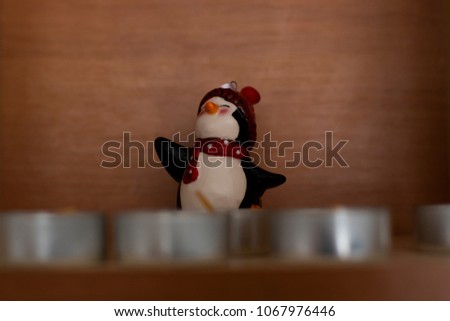 Christmas penguin in funny hat
