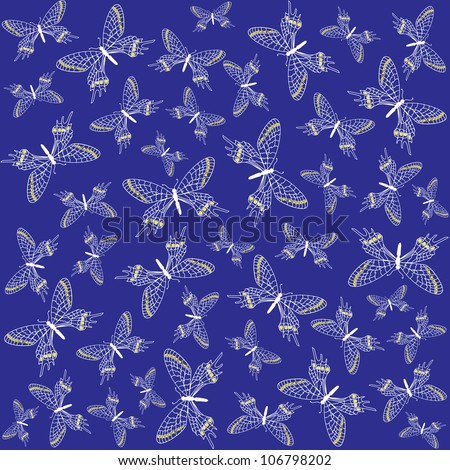 seamless pattern background with blue butterflies
