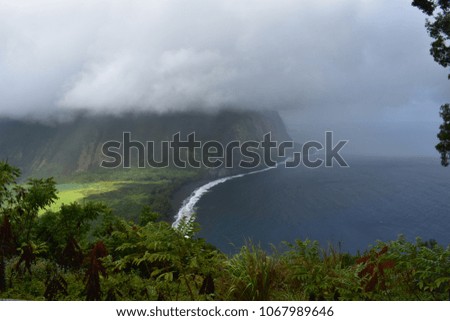 Waimea Valley Hawaii Overlook Foggy view of Coast