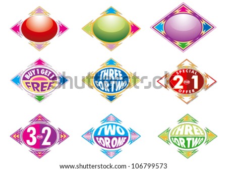 Buy One Get One Free Oval & Arrows Editable Vector Graphics