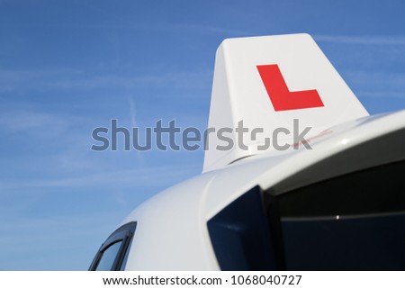 British driving school car roof sign 