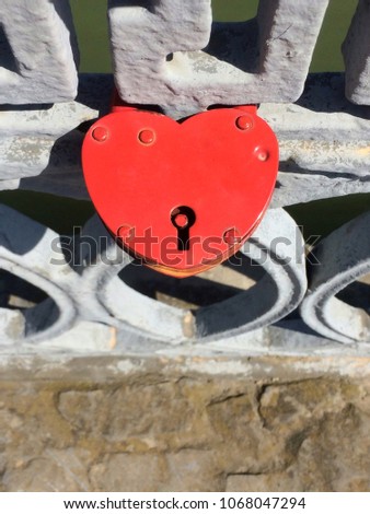 Padlock red in the shape of heart