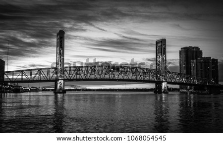 Black and White of Main Street Bridge in Jacksonville, FL