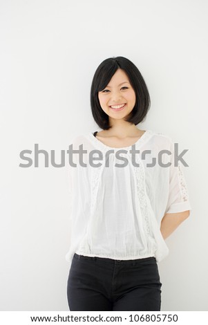 a portrait of beautiful asian woman isolated on white background