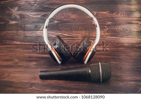 vocal microphone and earphones background music