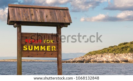 Ready for summer sign on a beach