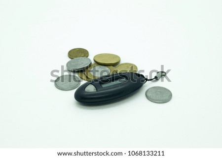 Coins and a Bank Token Isolated