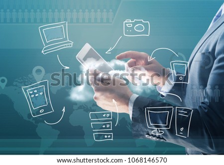 Business man holding tablet PC