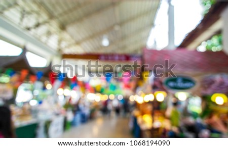 An indoor food fair, blur vision 