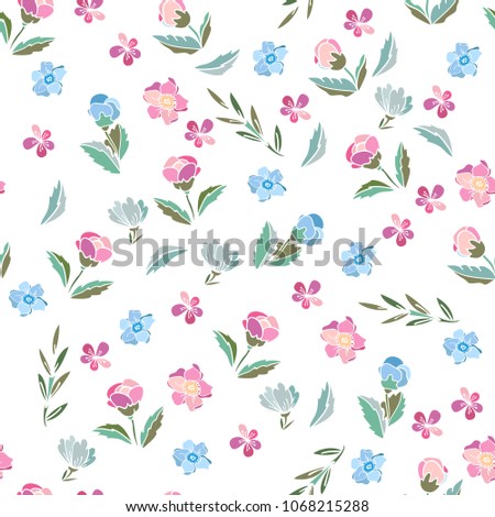 Delicate Magnolia and tea rose. Vector seamless pattern. Cute floral background for textile, design, book and diary covers, wallpapers, print, gift packaging and scrapbook 