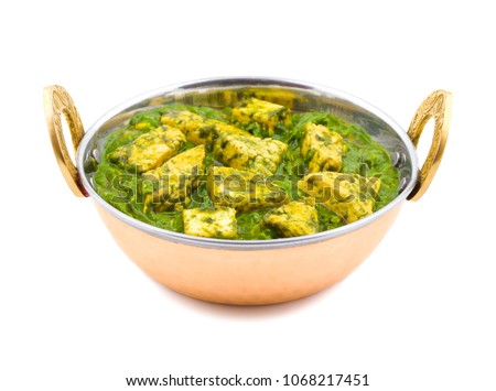 Indian Healthy Cuisine Palak Paneer Made Up of Spinach And Cottage Cheese Isolated on White Background Royalty-Free Stock Photo #1068217451