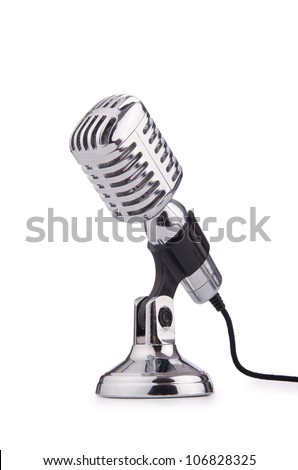 Retro vintage microphone isolated on white