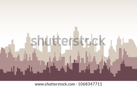 Vector Illustration of modern city in silhouette style