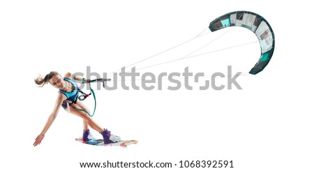 kite surfing isolated on white