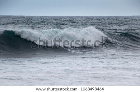 Crashing wave in Madeira, Atlantic Ocean. Ponta Delgada the famous surfing place.