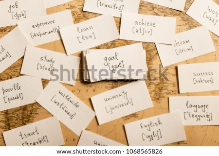 Learning english words by cards. Goal and transcription