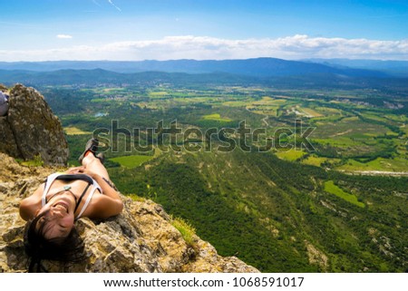 Relaxing at the end of the hike on Pic-Saint-Loup in Southern France, close to Montpellier.