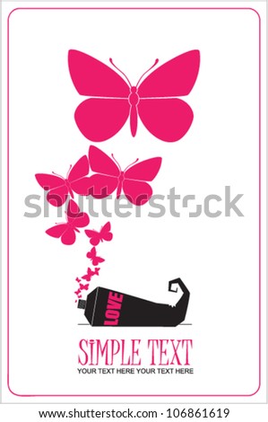 Abstract vector illustration with tube and butterflies.
