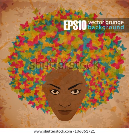 EPS10 vintage background with abstract woman head