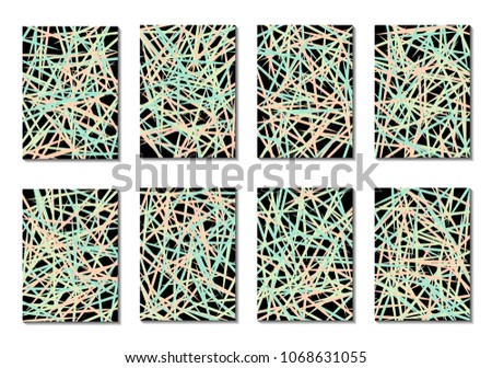 Dynamic Covers. Set of Abstract Vertical Backgrounds. Colorful Poster Design made with Clipping Mask. Editable Minimal Striped Backgrounds. Chaotic Grid of Colorful Stripes