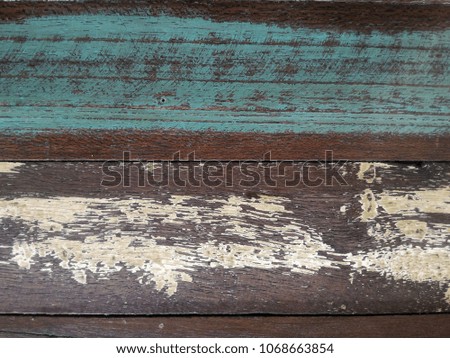 Old Painted finish wood in vintage style in blue or green and pale yellow. For wallpaper and background. 