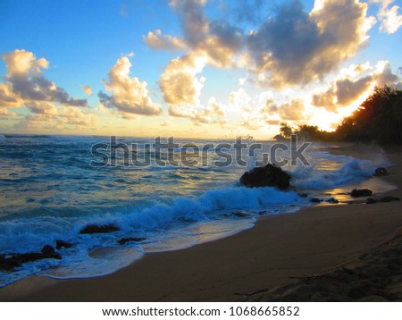 morning on kauai, hawaiian sunrise on a beach