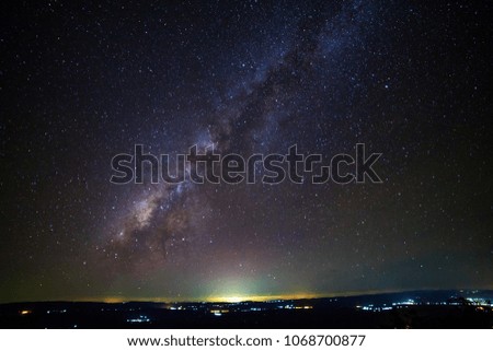 Landscape milky way galaxy with cloud and space dust in the universe, Long exposure photograph, with grain.