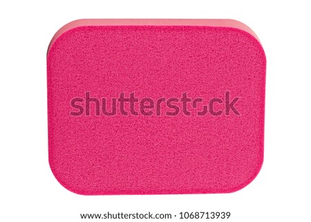 Red cosmetic sponge pad for face cleaning, high resolution, isolated on white background, clipping path included