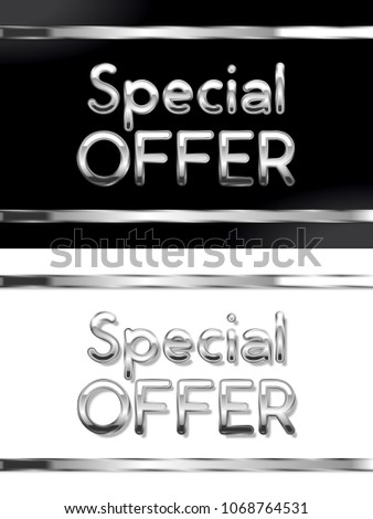 Special offer silver colored black and white banners. Vector illustration.