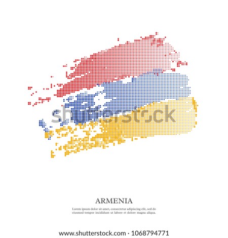 Armenia flag with halftone effect, grunge texture. Isolated on white background. Vector illustration.