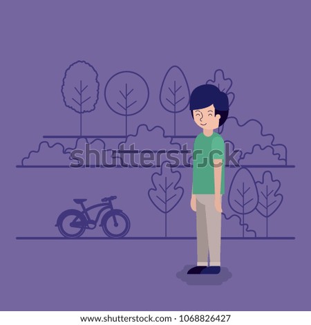man in the park scene with bicycle