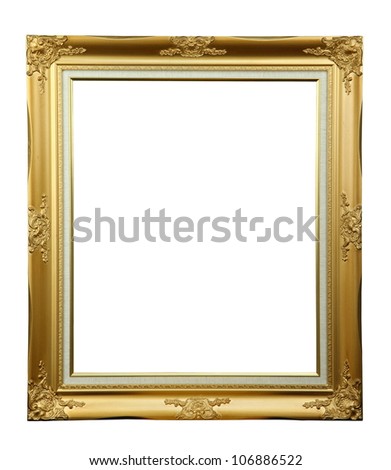 Gold louise photo frame over white background