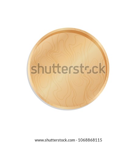 Wooden trencher, tray and salver isolated on white background vector illustration flat design