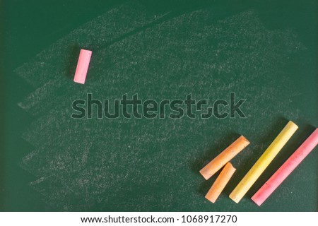 Close up arrangement of chalkboard. Preschool, education, back to school and copy-space concept or other your content.