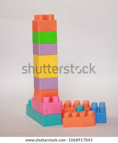 Colorful brick building block, Concept of logical thinking, Development, Planning, risk and strategy and construction concept.