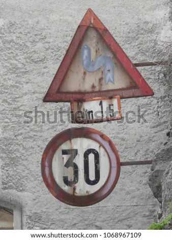 Road signs marked by time