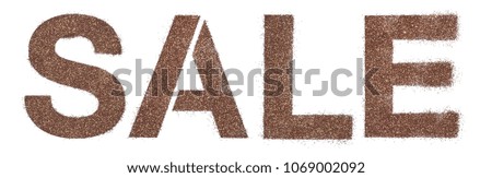 Sale sign painted with sparkles on white background