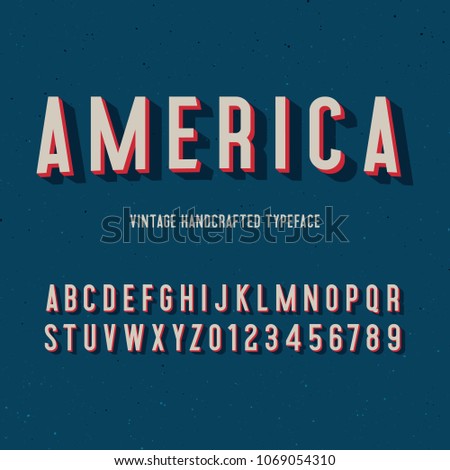 america vintage handcrafted 3d alphabet. retro font. vector illustration Royalty-Free Stock Photo #1069054310