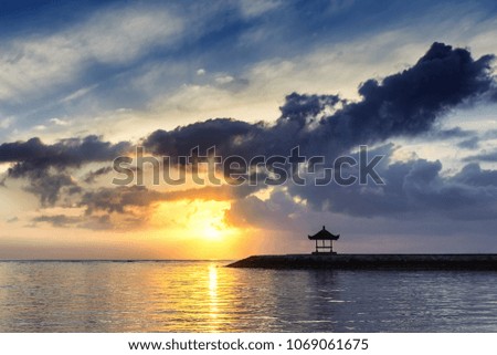 Morning view from beach to Bali/Indonesia/