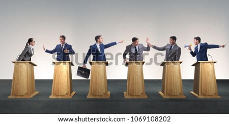 Politicians participating in political debate Royalty-Free Stock Photo #1069108202
