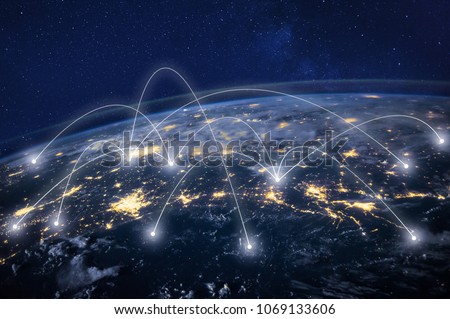 global network concept, information technology and telecommunication, planet Earth from space, business communication worldwide, original image furnished by NASA Royalty-Free Stock Photo #1069133606