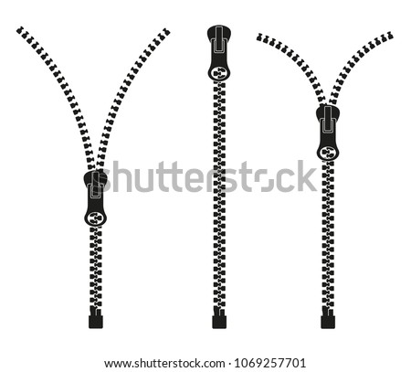 Zipper. Closed and open zip icon set. Vector illustration Royalty-Free Stock Photo #1069257701