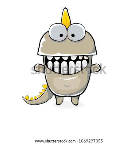 vector funny cartoon cute monster dinosaur isolated on white background. Vector funny mascot dragon . Hand drawn Dino logo design template