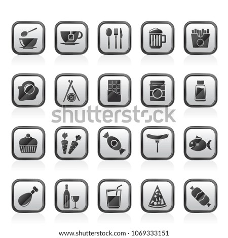 Different kind of food and drinks icons 1 - vector icon set