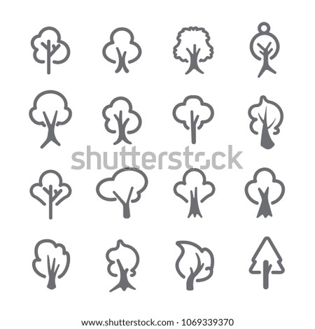 16 Outline of tree icon set