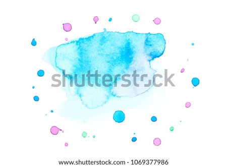 abstract watercolor background.blue color splash and drawing on the paper