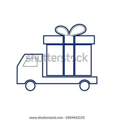 Delivery gift sign. Vector. Flat style black icon on white.