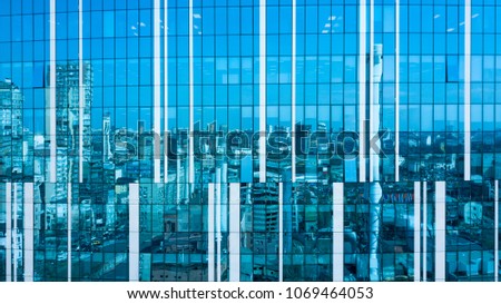 modern city urban futuristic architecture reflection in glass