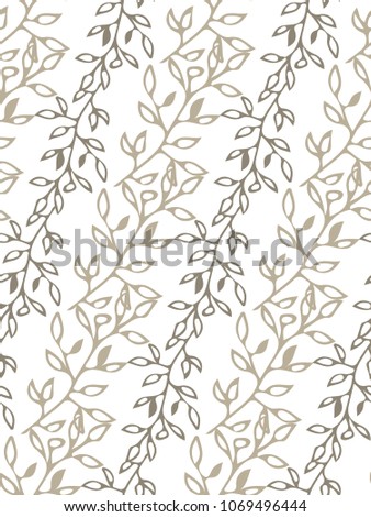 Seamless botanical pattern of leaves, calm natural colors. suitable for printing, backgrounds, printing, fabrics, etc.